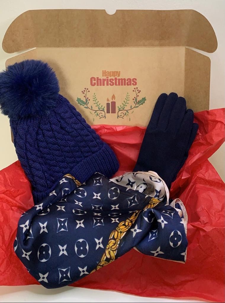 Hat Gloves and Scarf Navy 1